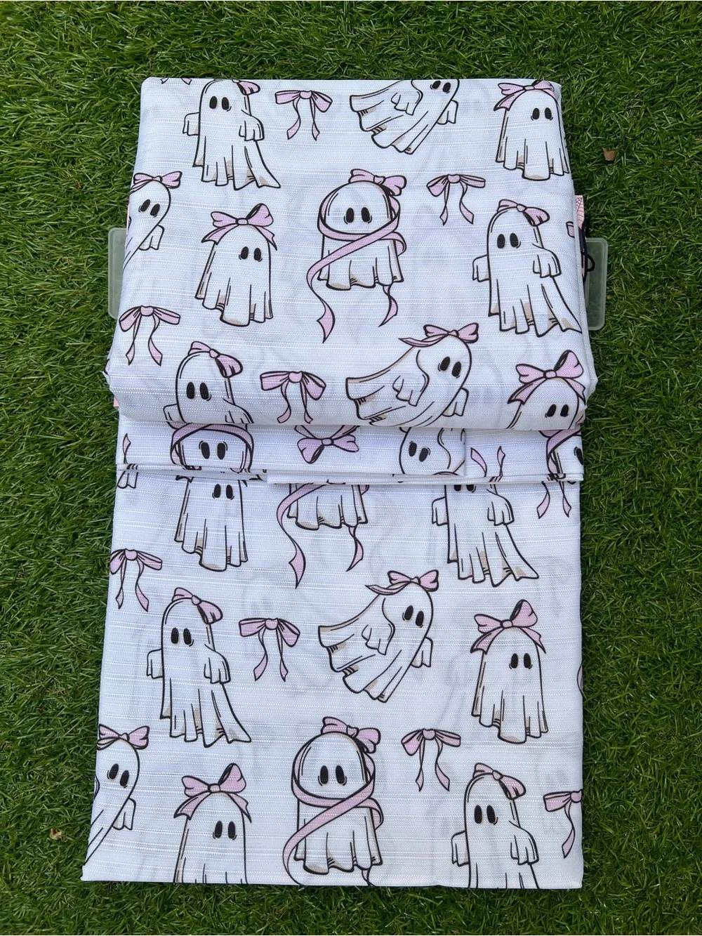 Halloween Ghosts & Pink Bows Fabric Shower Curtain